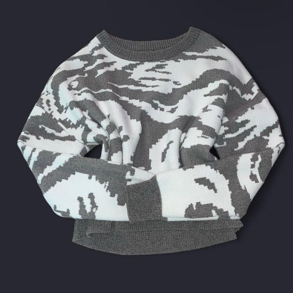 Gray and White Women's Sweater